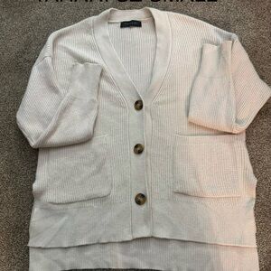 Tahari Cream Button-Up Cardigan